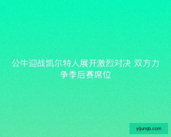 公牛迎战凯尔特人展开激烈对决 双方力争季后赛席位
