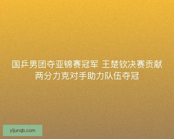 国乒男团夺亚锦赛冠军 王楚钦决赛贡献两分力克对手助力队伍夺冠